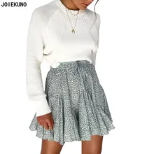JOIEKUNO Высокая уличная мода короткая юбка женские юбки mujer moda Сексуальная Bodycon печать Кнопка женские вечерние LSL6312