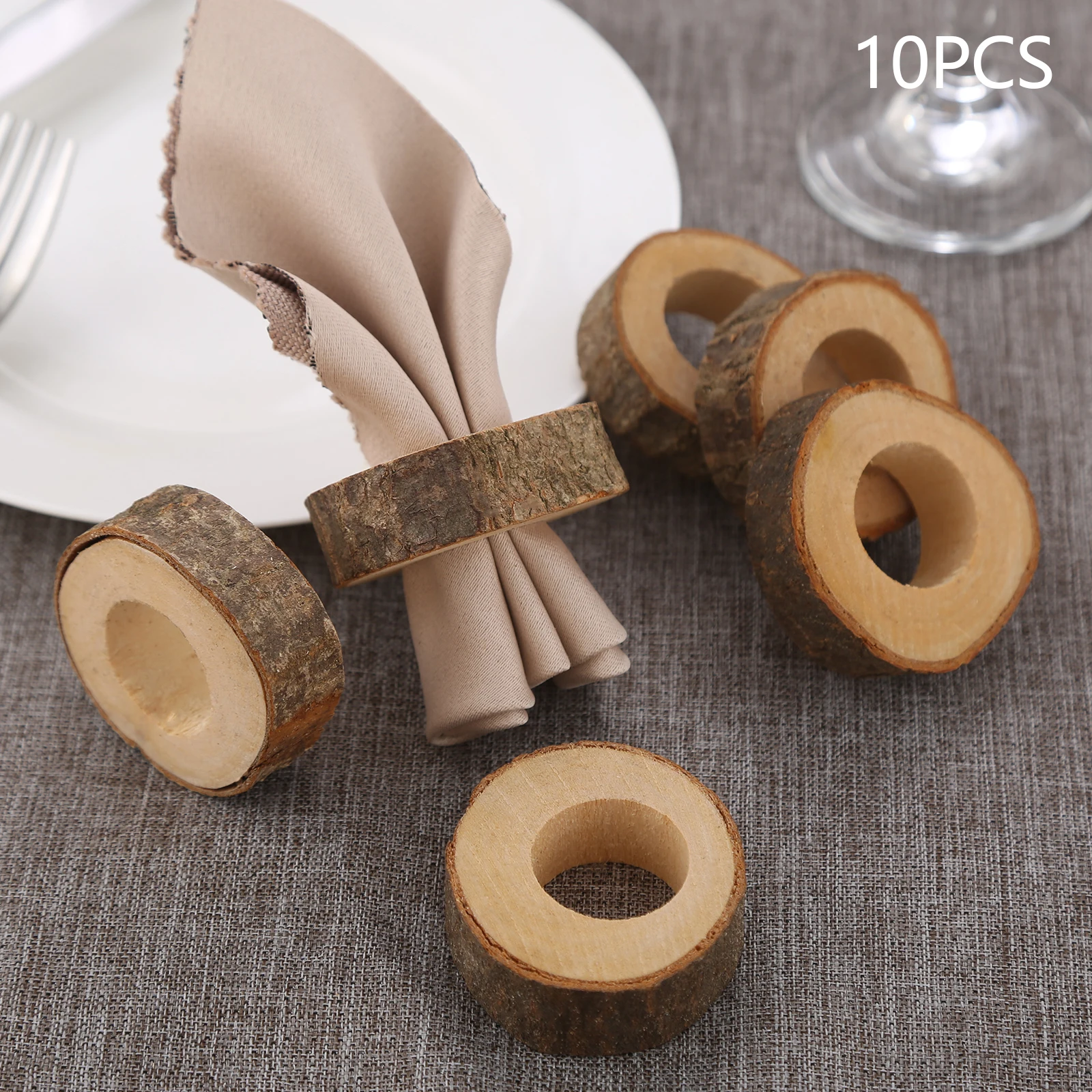 10 Pcs Handcrafted Rustic Wooden Napkin Holder Wedding Supplies Ring Birthday Party DIY Table Decor Craft | Дом и сад