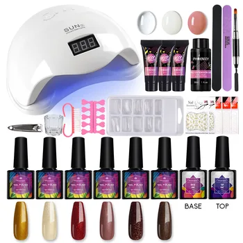 

Professional Gel Nail Polish Kit Manicure Tools Kit Polygel Nail Kit 48W UV LED Lamp 6Colors Gel Varnish Poly Gel Nail Art Tools