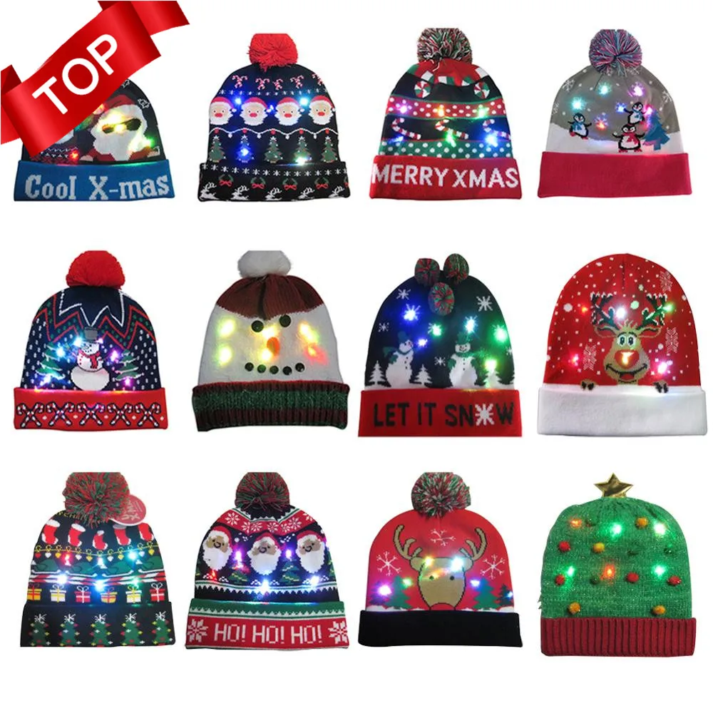 Disegni Di Natale 2020.2020 Hot 43 Disegni Led Di Natale Cappelli Beanie Maglione Di Natale Cappello Da Babbo Natale Luce Up Cappello Lavorato A Maglia Per Il Capretto Adulto Per Festa Di Natale Cappelli Natalizi Aliexpress