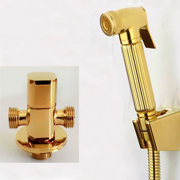 gold Toilet Bidet sprayer Angle Copper Single Cold Bathroom Toilet Shower Blow-fed gold Spray Gun Nozzle Bidet Faucet