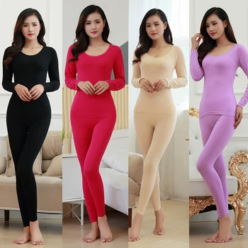 

1 Set Women Thermal Underwear Winter Long Johns Long Sleeve Female Thermal Clothing Cotton Thermal Shirt 6 Colors
