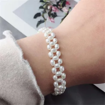 

YKNRBPH Woven Pearl Bracelet For Women's S925 Sterling Silver Girls Party Gift Chains Bracelet Jewelry