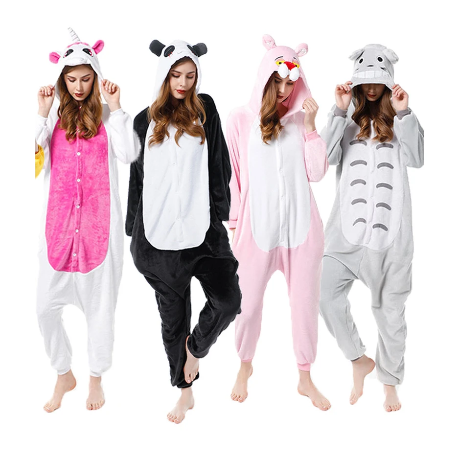 Pijamas de para adultos y mujeres, ropa de dormir en uno Unisex, trajes de animales, Cosplay, Panda, Totoro, unicornio|Sets de pijamas| - AliExpress