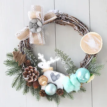 

Artificial Christmas Wreath Decoration Window Layout Front Door Flowers Hanging Ornaments Place Props For Wedding Xmas