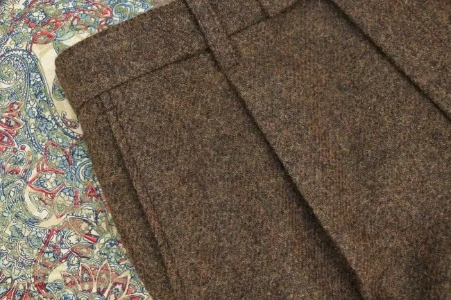 Men's Suit Nine Pants Wool Tweed Herringbone Slim Fit Wedding Groom Costume For Business Retro Dress Suit Trousers