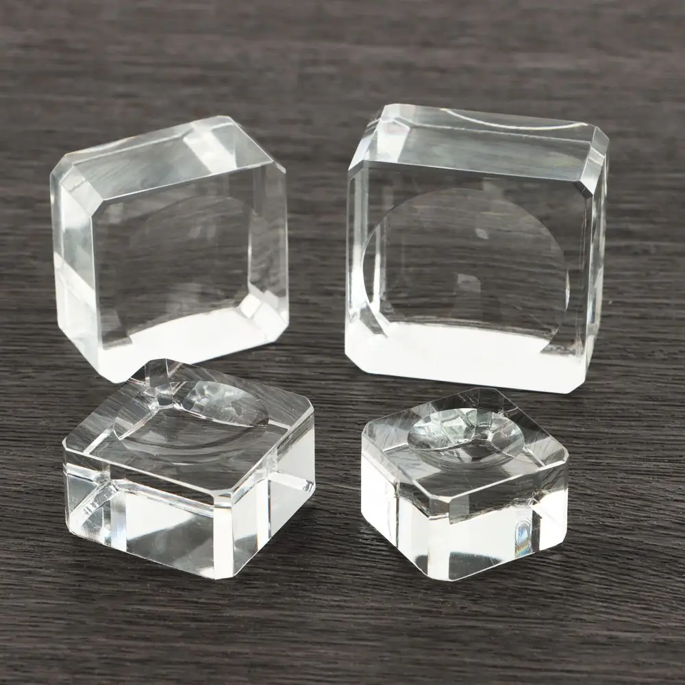 Square Glass Crystal Sphere Base Transparent Support Glass Holder Ball Display Stand Pedestal Holder Home Decor
