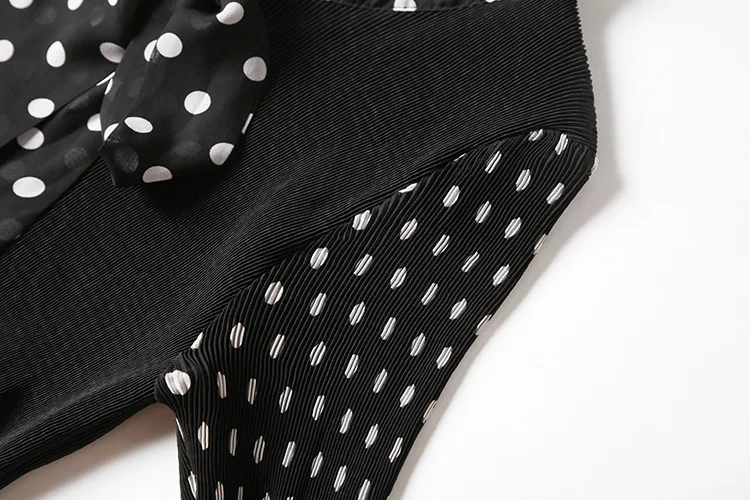 MIYAKE плиссированные Женские Модные осенние новые точечные бандажные цветные платья с разрезом плиссированные платья
