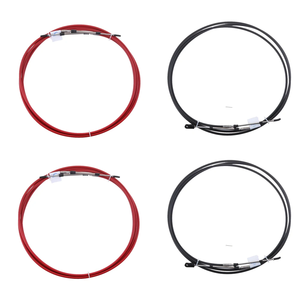 4PCS Boat Throttle Cable, Universal 10FT Marine Control Lever Shift Cable Great for Yamaha Outboard Red/Black