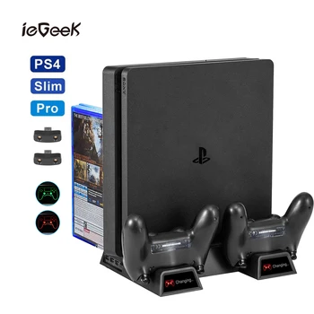 

PS4/Pro/Slim Vertical Stand Multi-function Fan Cooling Stand with LED Indicators Controller Charging Dock Cooling Fan for Sony 4