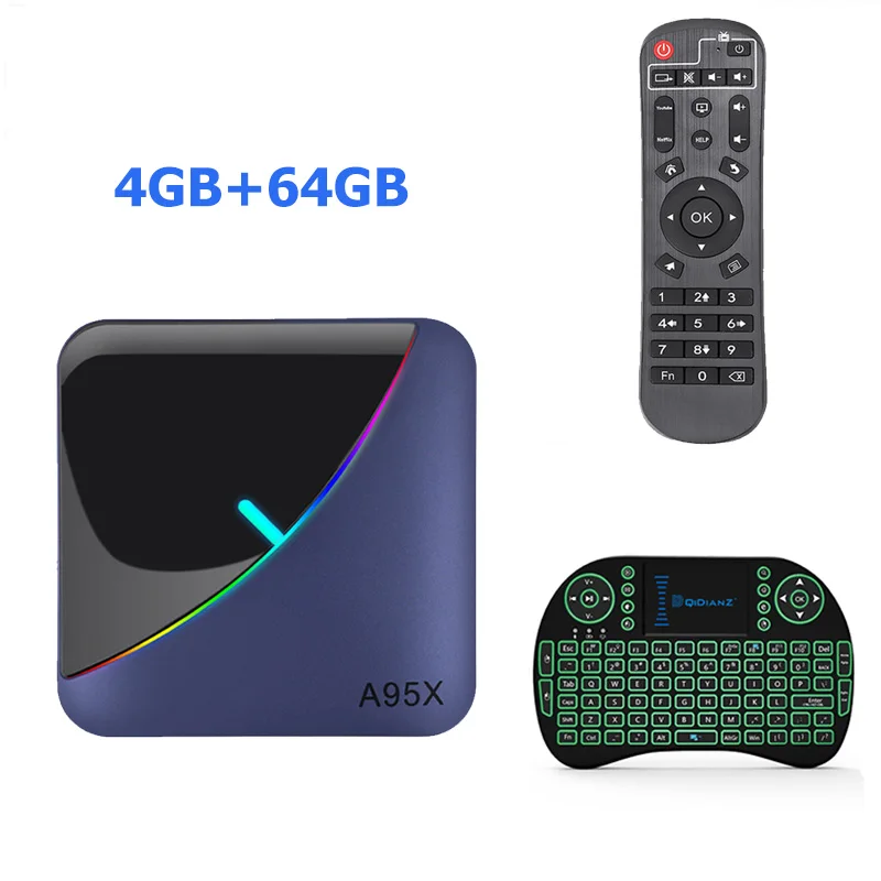 4G 64G keyboard Смарт ТВ приставка A95X F3 Android 9,0 RGB светильник ТВ приставка Amlogic S905X3 8k Netflix Plex медиасервер телеприставка A95XF3 PK HK1MAX H96 - Цвет: 4G 64G keyboard