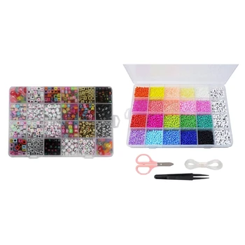 

Children Toys Accessories Girls Mix Color Spacer Beads with DIY Bracelet Necklace Beaded Glass Rice Beads 10300Pcs