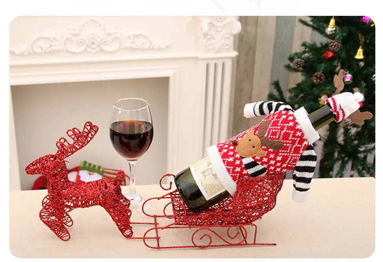 1 шт. крышка для бутылки с красным вином Рождественский Санта и олень вина сумки для дома и офиса Festical Xmas украшения бутылки вина вечерние принадлежности QA 239