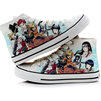 

Unisex Anime Graffiti NARUTO Casual Canvas Shoes plimsolls hand-painted Madara Sabaku no Gaara Flat shoes duck shoes Sneakers