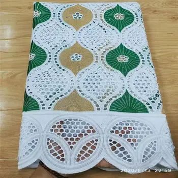 

2020 High Quality African Net Lace Fabric 100% Cotton Embroidery French Swiss voile Punch Cotton Lace Fabrics White 5Y ! L62413