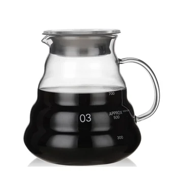 

Ecocoffee Heatproof V60 Pour Over Coffee Server Standard Glass Coffee Pot 360/580/780ml Baristal Accessories