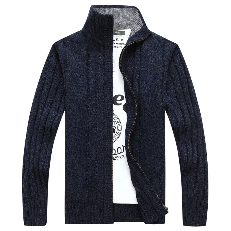 

Winter Men's Thick Sweater Coat Full Zipper Turtleneck Excellent Solid Sweater Cardigan Casual Long Sleeve Clothing for Autumn
