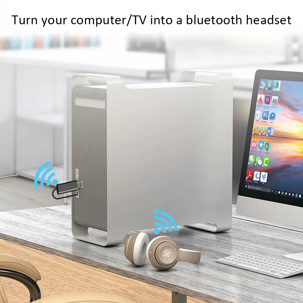 2в1 Bluetooth 5,0 приемник аудио коробка ТВ усилитель AUX адаптер Телескопический USB Bluetooth приемник передатчик Черный адаптер