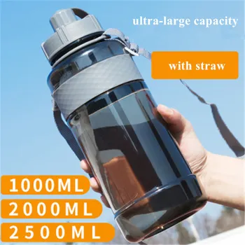 

650-2500ML Large Capacity Water Bottle Outdoor Straw Sports Bottle Kettle Men and Women Fitness Portable Water Cup