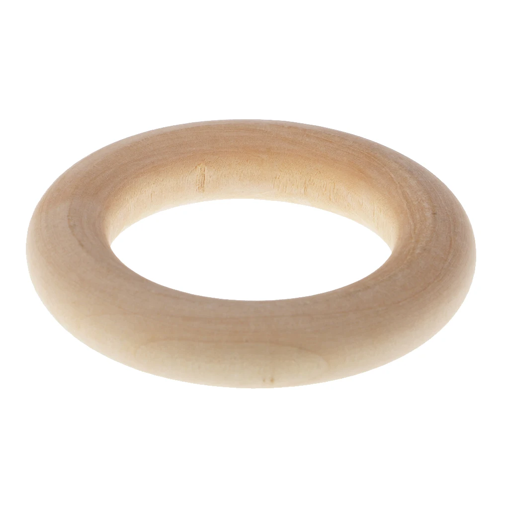 10 Pieces 58mm Wooden Loop Connectors Circle Natural Wood RIng for DIY Craft