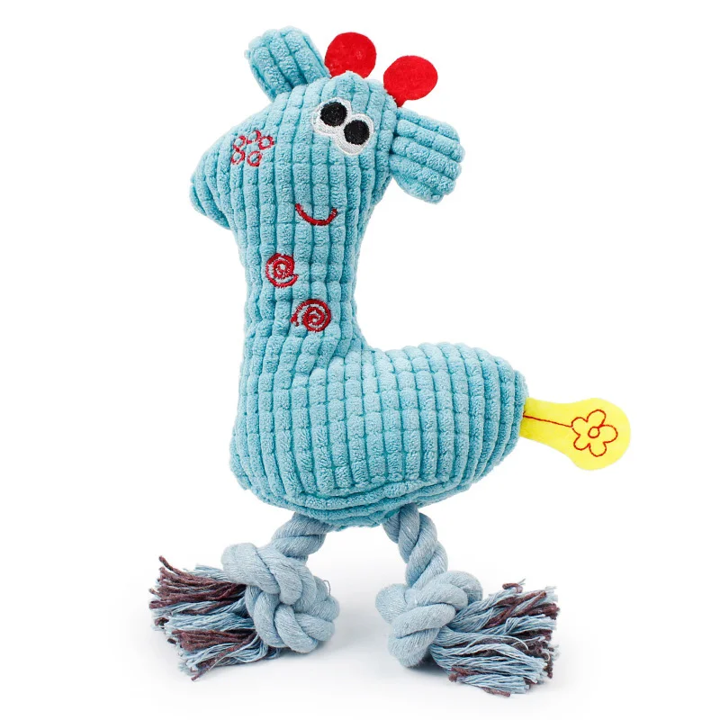 Забавные плюшевые игрушки милая плюшевая игрушка собака пищит звук плюшевые игрушки питомец Жираф Кот Жевательные Зубы пищалка веревка для чистки - Цвет: Blue