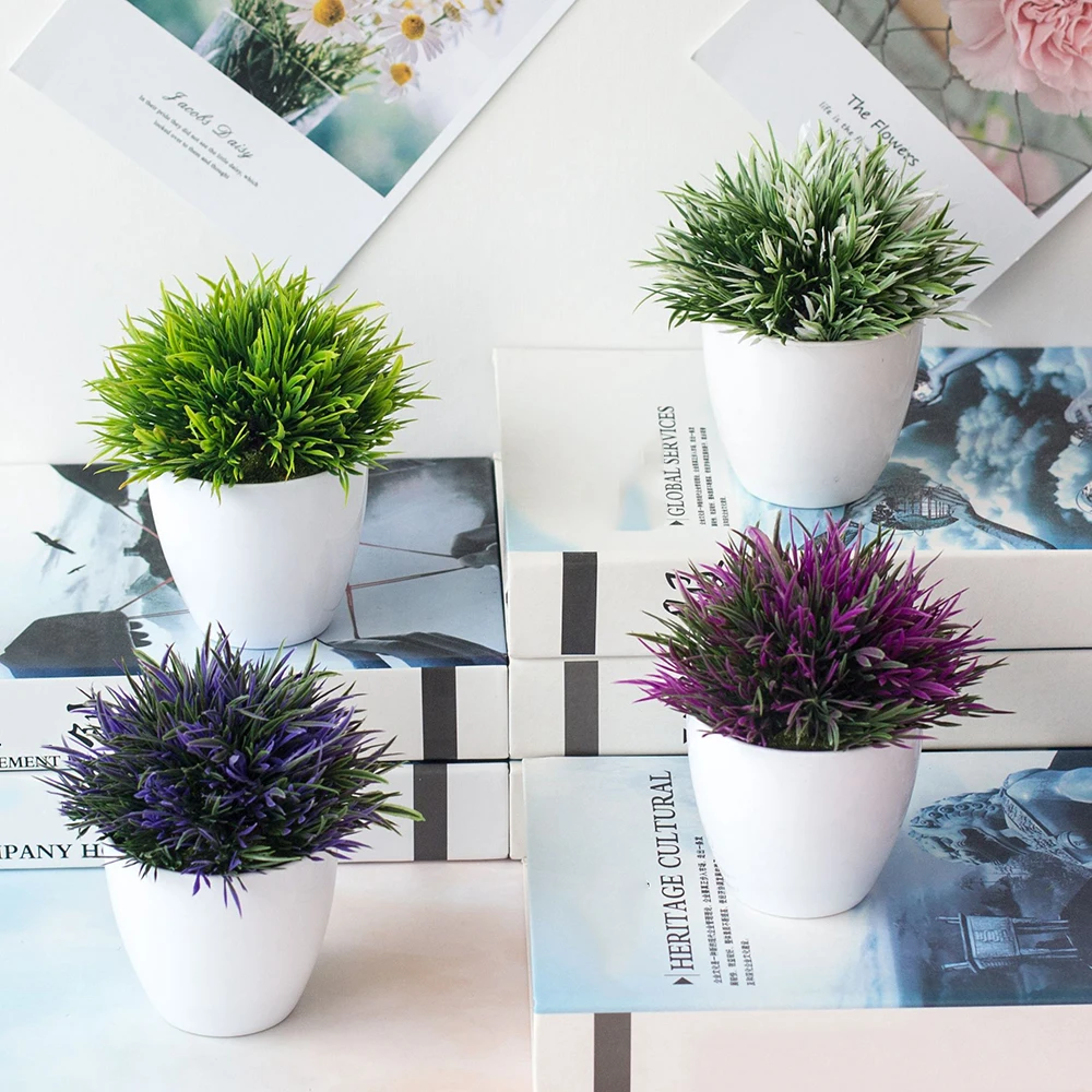 Искусственные растения набор кастрюль 32-во главе с Феникс искусственных растений цветок трава с белыми помпонами, украшение из искусственных цветов для гостиной, художественное украшение для дома