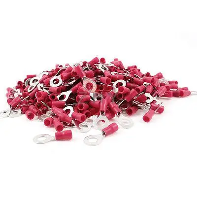 

1000 Pcs RV1.25-6 Ring Tongue Type Pre Insulated Terminal Red for AWG 22-16
