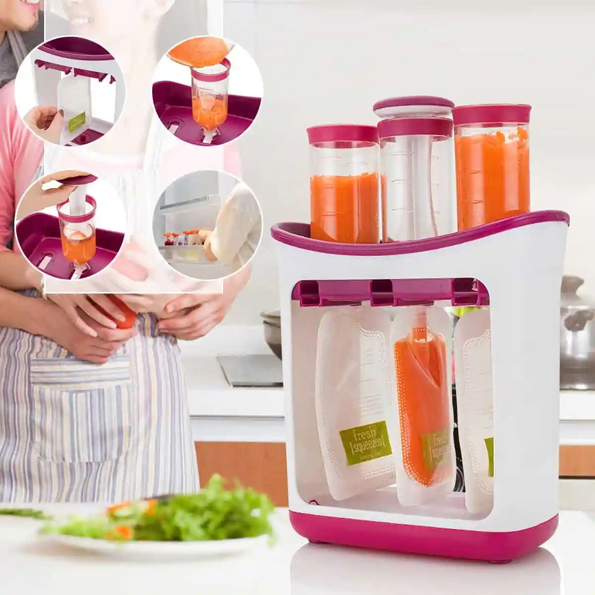 Station De Jus De Fruit De Station De Presse Fruits De Nourriture De Bebe A La Maison Avec Le Kit D Alimentation De Poches Aliexpress