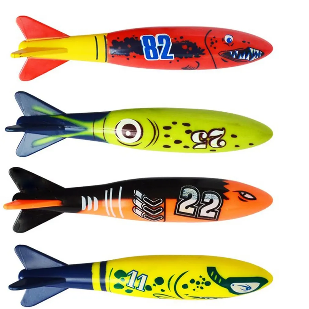 

4Pcs/Set Diving Torpedo Underwater Swimming Pool Playing Toy Outdoor Sport Training Tool for Baby Kids Swimming Toy