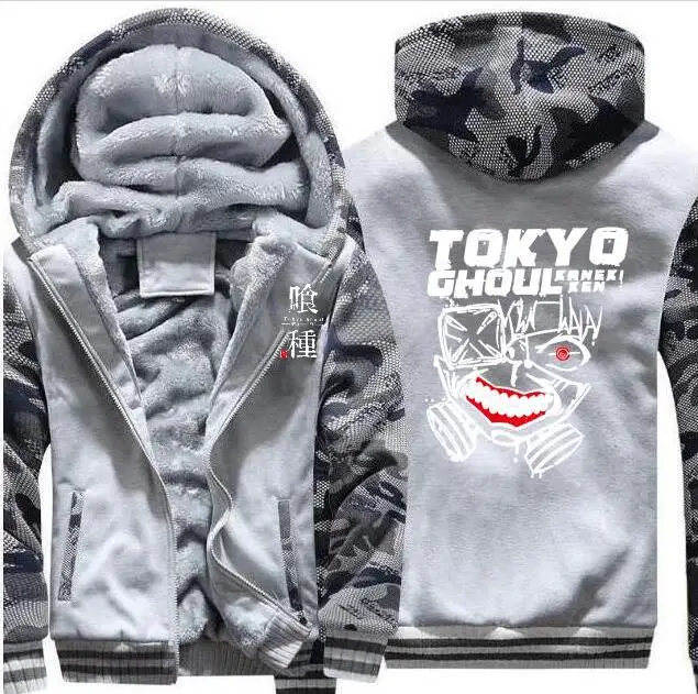 Шампанское Новая мужская зимняя толстовка с капюшоном на осень и зиму, флисовая куртка с рисунком в стиле канэки Кен, куртка - Цвет: Шампанское