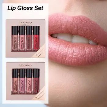 

4/8pcs Lip Gloss Set Non-stick Lightweight Glaze Matte Liquid Lipsticks With A Gift Box For Girls Womens Makeup