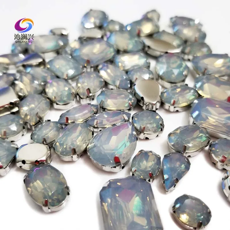 58pcs Super beauty mix size mix shape Green opal high quality resin rhinestones,sew on claw stones diy Clothing accessories