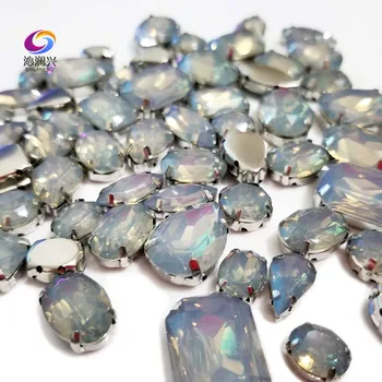 

Factory sales! 58pcs Mix shape mix size Gray opal high quality resin rhinestones,sew on claw stones diy Clothing accessories