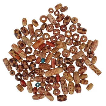 

100x Set Large Hole Wooden Beads For Macrame Jewelry Bracelet Crafts Making Part