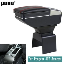 For Peugeot 307 central container armrest box PU Leather auto car styling central Store content box cup holder accessories