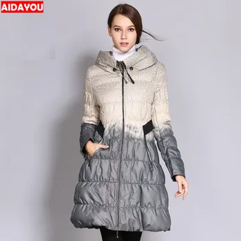 

Womens Long Down Coat Parka Puffer Jacket Loose vertical collar Warm Parkas Thick Female Warm Clothes ouc646