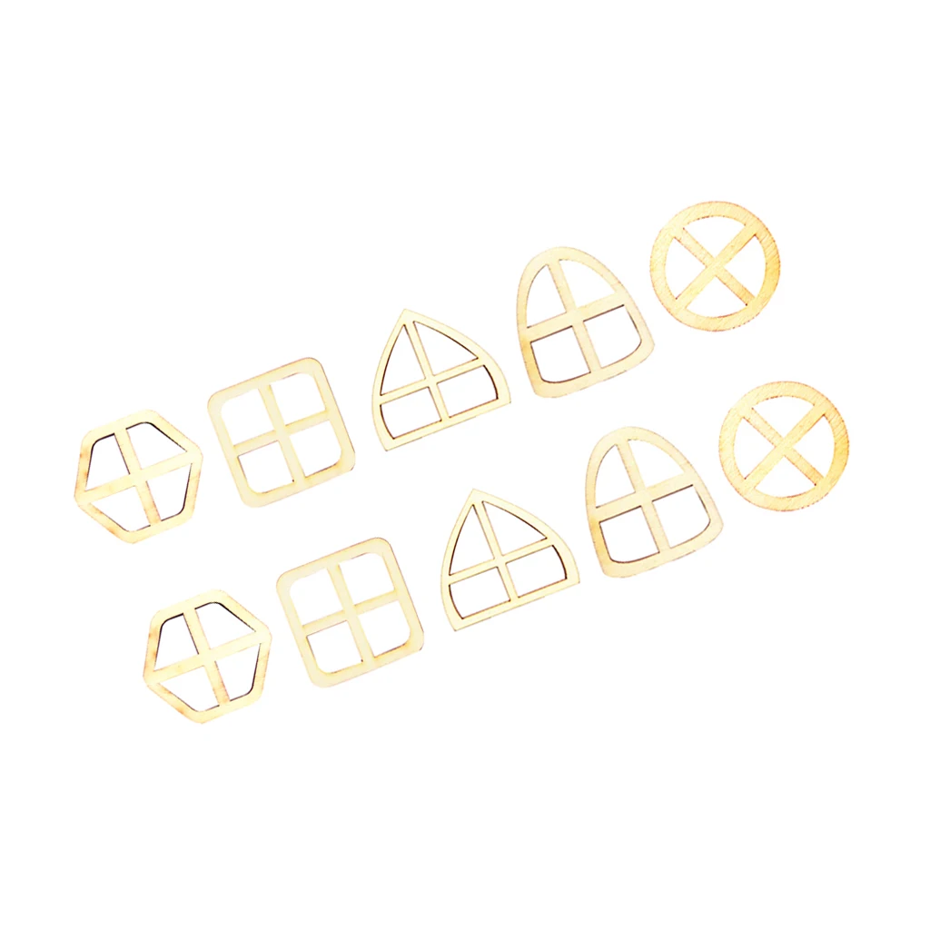 10pcs Blank Mixed Shape Wooden Fairy Window Fairy Door Accessories DIY Craft