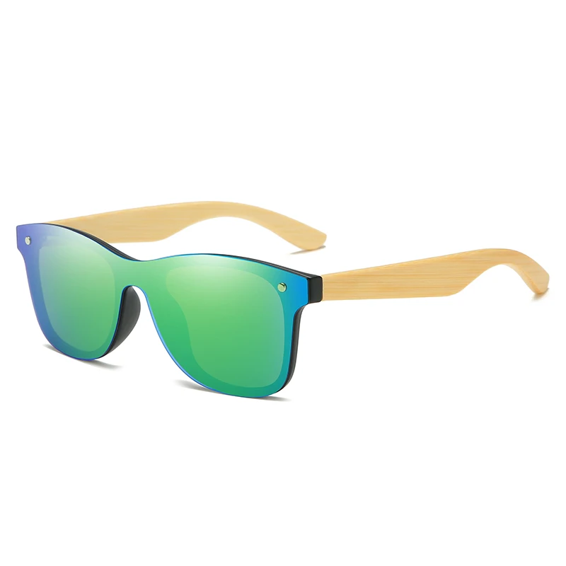 Pro Acme, поляризационные деревянные солнцезащитные очки без оправы, мужские, квадратная оправа, бамбуковые солнцезащитные очки, женские, мужские, зеркальные линзы, ручная работа, zonnebril PC1329 - Цвет линз: C6 Green mirror