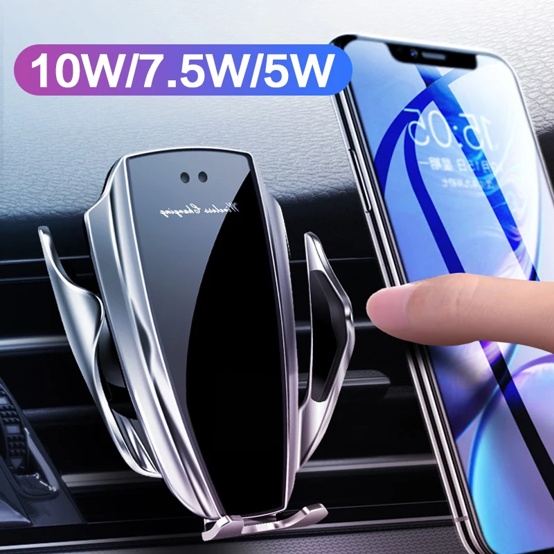 

10W Wireless Car Charger Automatic Clamping Infrared Sensor Car Mount Wireless Charger Phone Holder for iPhone Samsung Huawei LG