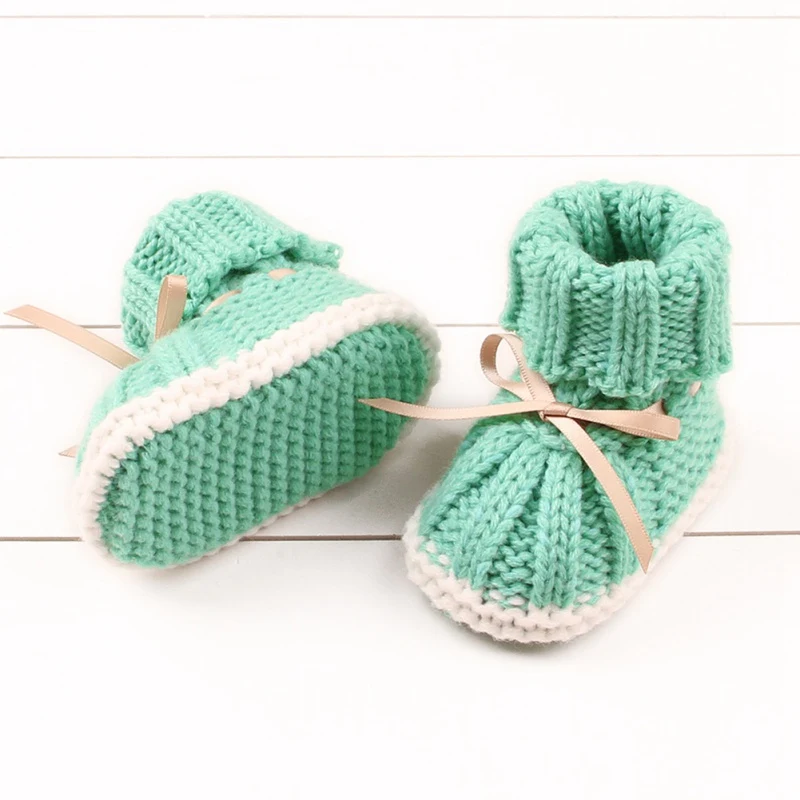 Baby Winter Booties Woolen Soft First Walker Knitted Fleece Warm Infants Boots Snow Crib Shoes