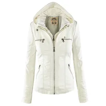 Hoodies Winter Autumn Motorcycle Jacket Black Outerwear Faux Leather PU Basic Jacket Coat Gothic Faux Leather Jacket Women