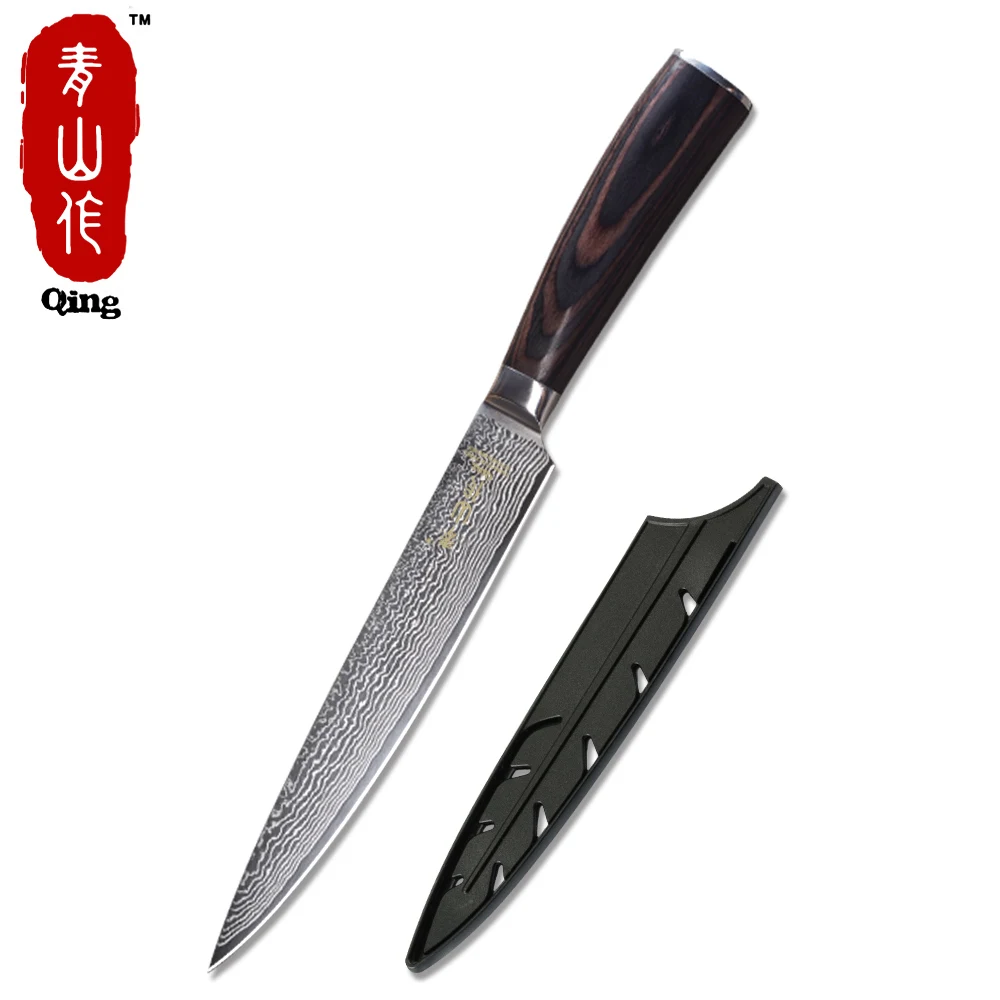 QING кухонный нож для приготовления пищи 8 дюймов Дамасская сталь слайсер Кливер