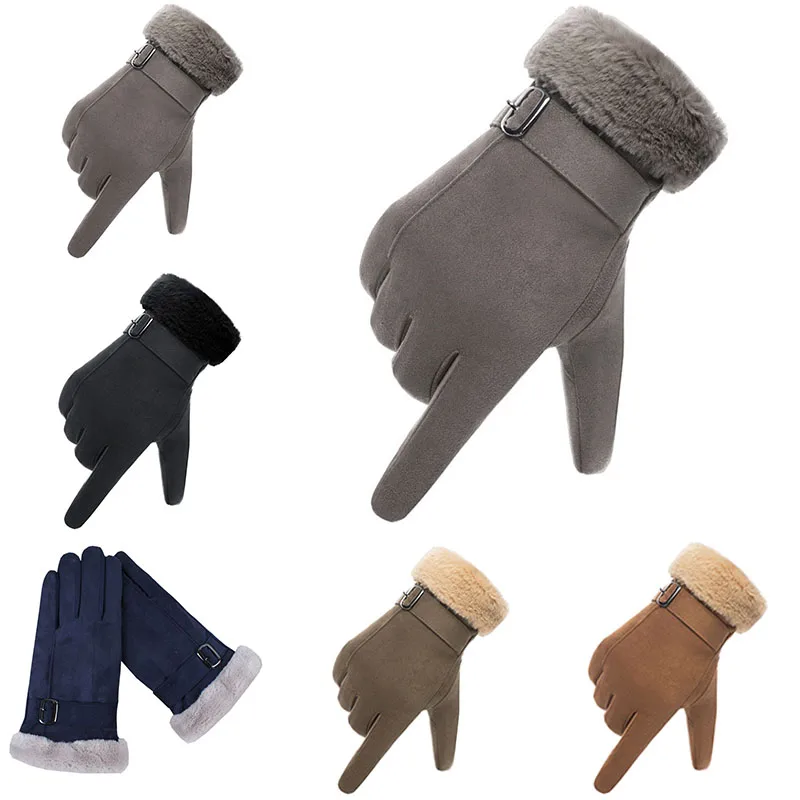 1 Pair Full Finger Gloves With Warm Lock Villus Touch Screen Designed Protection Accessories Outdoor Cycling