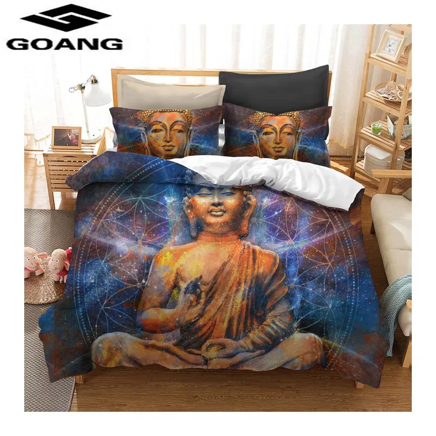 

GOANG 3d digital printing bed sheet duvet cover and pillowcase 3pcs bedding set luxury home textiles Buddha