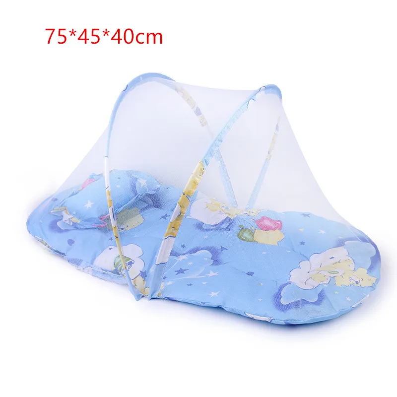 Blue Small Size Розовый синий детская мультяшная складная кроватка палатка кровать москитная кроватка рыболвная сеть Смешанная Матрас Подушка переносная дорожная кровать - Цвет: Blue Small Size
