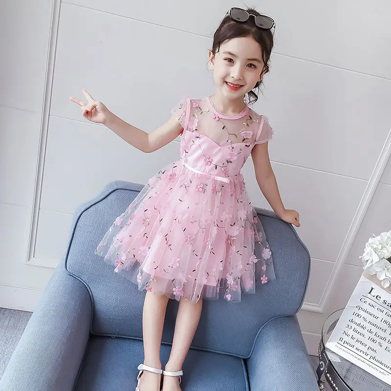 

girl 3D Flowers ruffles Princess dresses 2020 New Spring summer new baby children kids casual stitching birthday party clothes