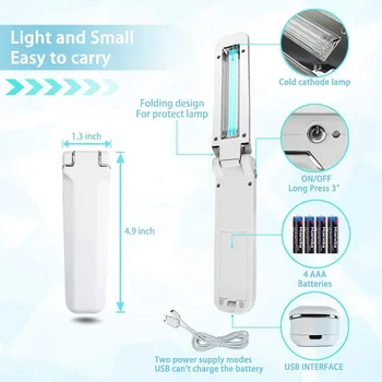 

High Portable UV Sanitizer Light Hand-held Folding Home Office Travel Disinfection Lamp UEJ