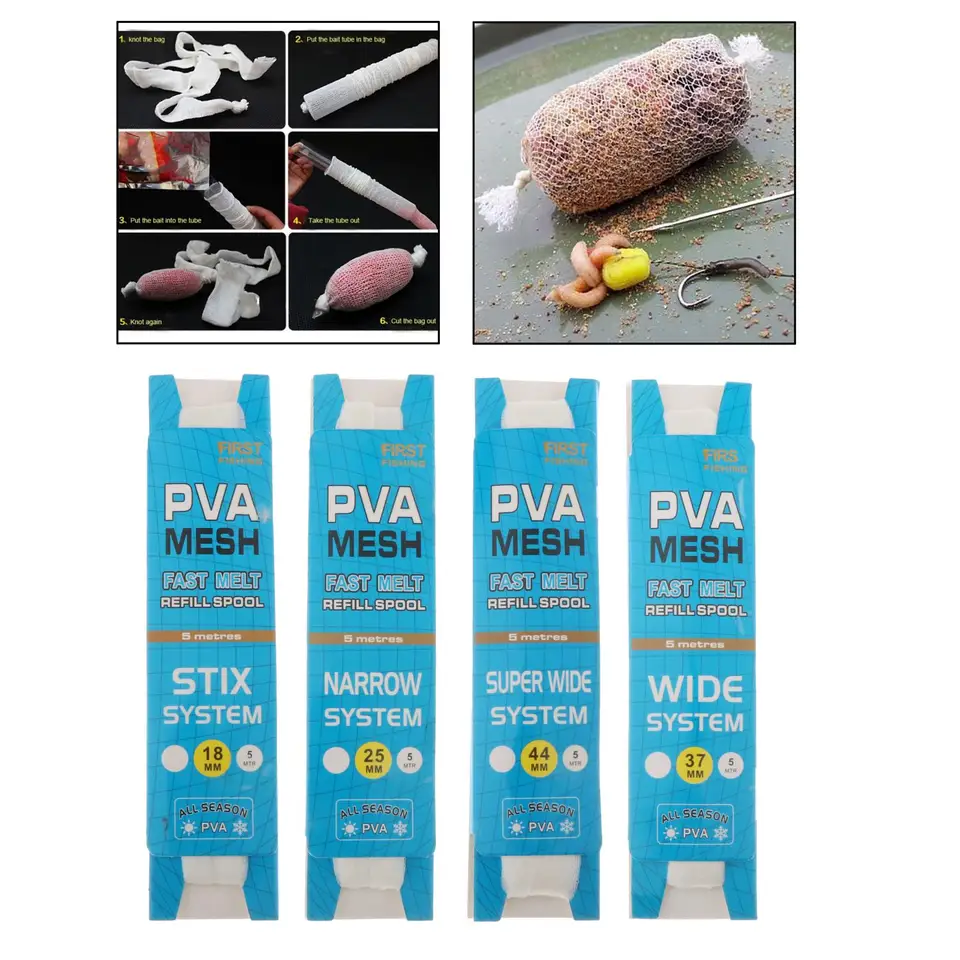 100 Uds PVA Malla De Pesca De Carpa Kusrkot Recambio Media Bolsas De Cebo 8 X 16 Cm