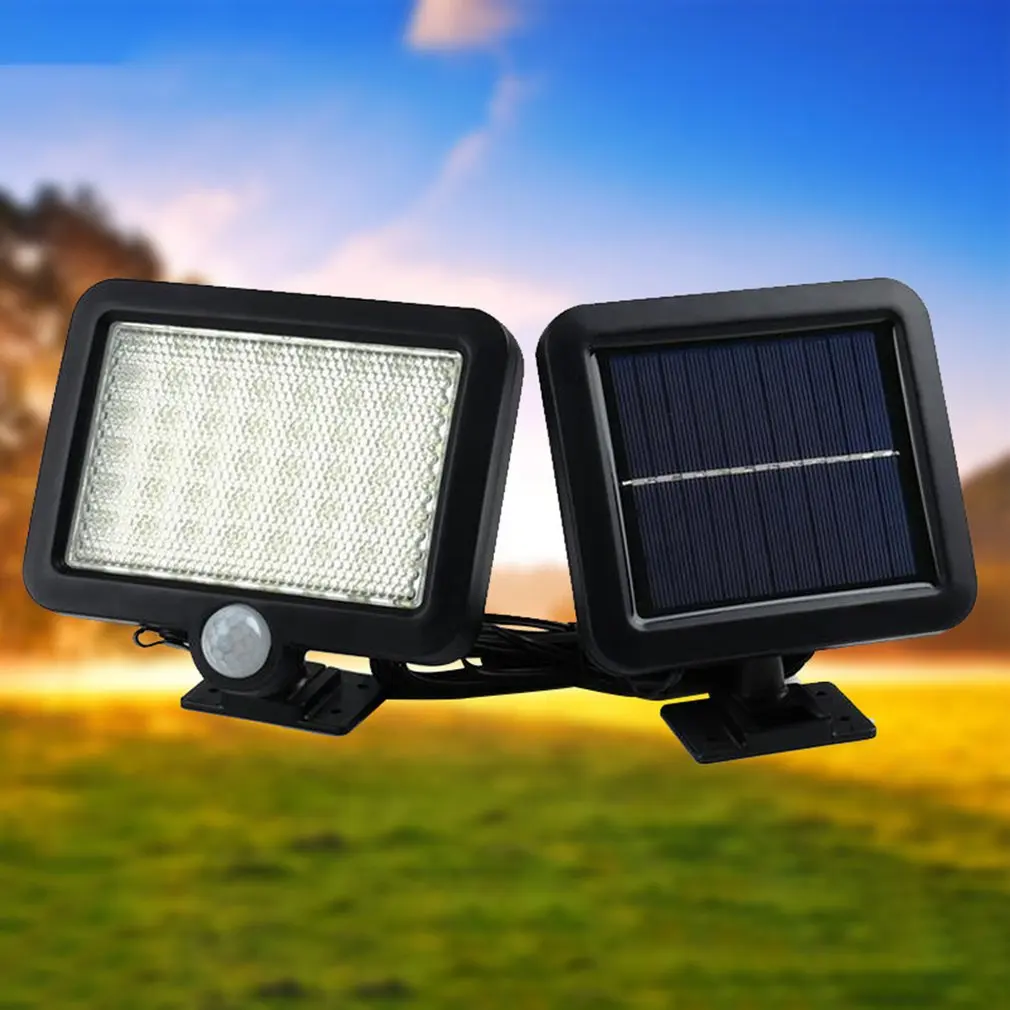 100LEDs Solar Power Outdoor Waterproof Garden Fence Patio Security PIR Infrared Motion Sensor Light Wall Mounted Night Lamp