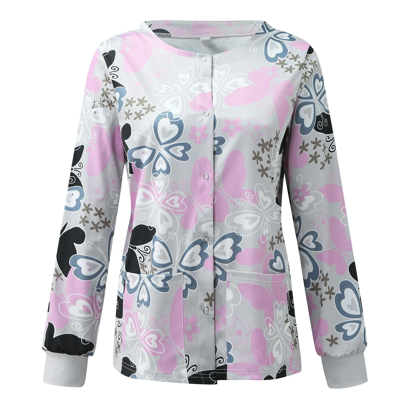 Long Sleeve Nurse Uniform Women Scrubs Lovely Animals Pattern Nursing Working Uniform Blouse Workwear Medical Uniforms Scrubs